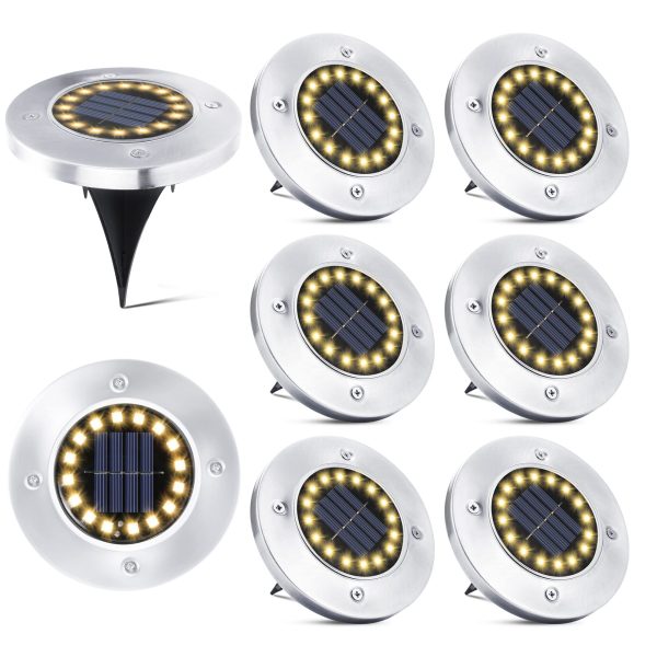 PhilzOps Luces de Tierra Solares Exterior, 6 Pieza 16 LED Luces Solar Jardin IP65 Impermeable Solarenterradas Luz Acero Inoxidable para Terraza Césped Patio Camino Pasarela Suelo, Blanco Cálido Embalaje Deteriorado Online Sale