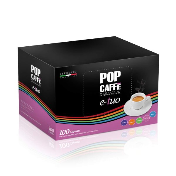 100 Cápsulas Pop Caffè E-TUO 1 Intenso compatibles con Flor Flore, E´i Espresso y Mita MPS, sabor auténtico Embalaje Deteriorado Hot on Sale