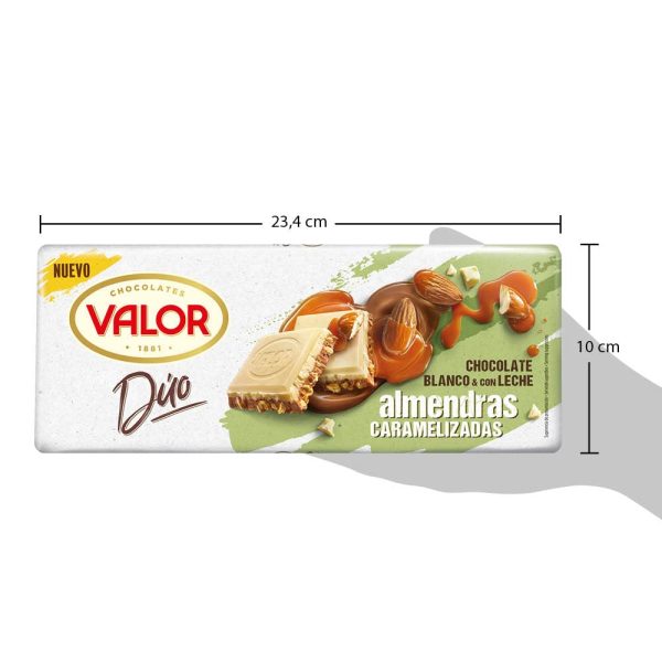 VALOR - Tableta Dúo de Chocolate con Leche y Chocolate Blanco con Almendras Caramelizadas Embalaje Deteriorado Hot on Sale