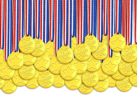 100 Medallas de Plástico para Niños, Premios de Oro para Ganadores de Deportes Escolares Embalaje Deteriorado Discount