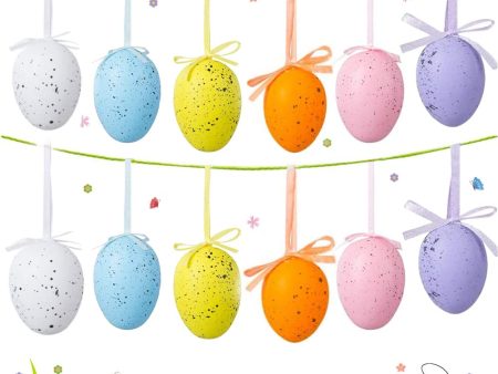 12 Huevos de Pascua Plásticos Decorativos con Cinta para Colgar, Manualidades y Regalos de Pascua para Niños y Adultos Embalaje Deteriorado Fashion